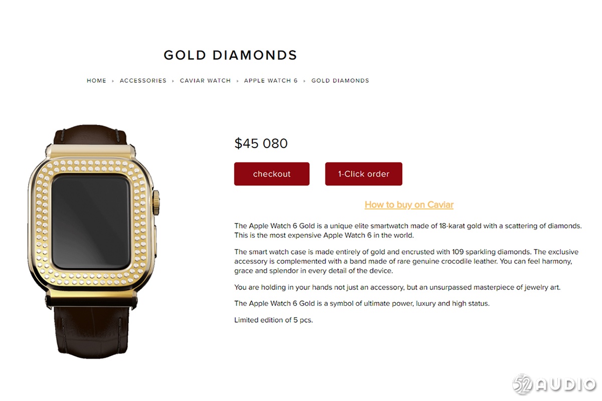 奢华品牌 Caviar 联名苹果推出限定版 Apple Watch，售价30万-我爱音频网