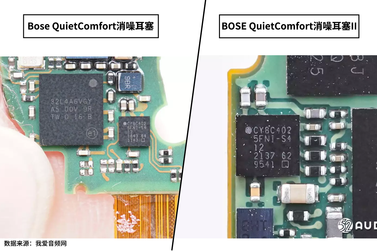 BOSE QuietComfort消噪耳塞和消噪耳塞II拆解对比，全新外观设计，主控升级-我爱音频网
