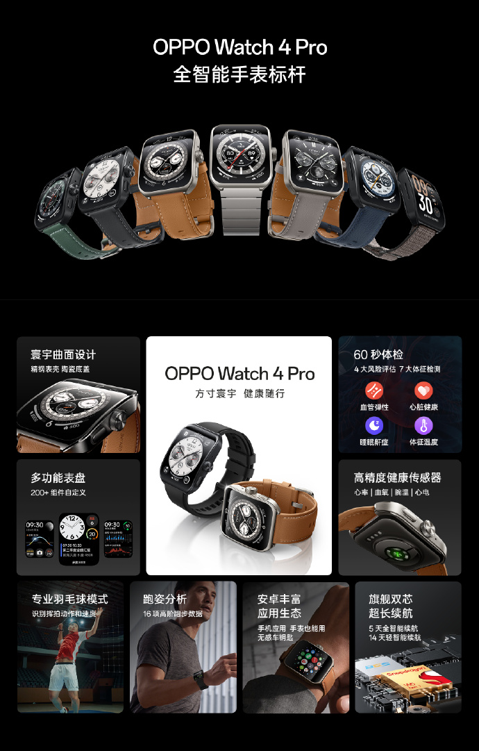OPPO Watch 4 Pro全新发布，搭载骁龙W5可穿戴平台，升级2GB内存-我爱音频网