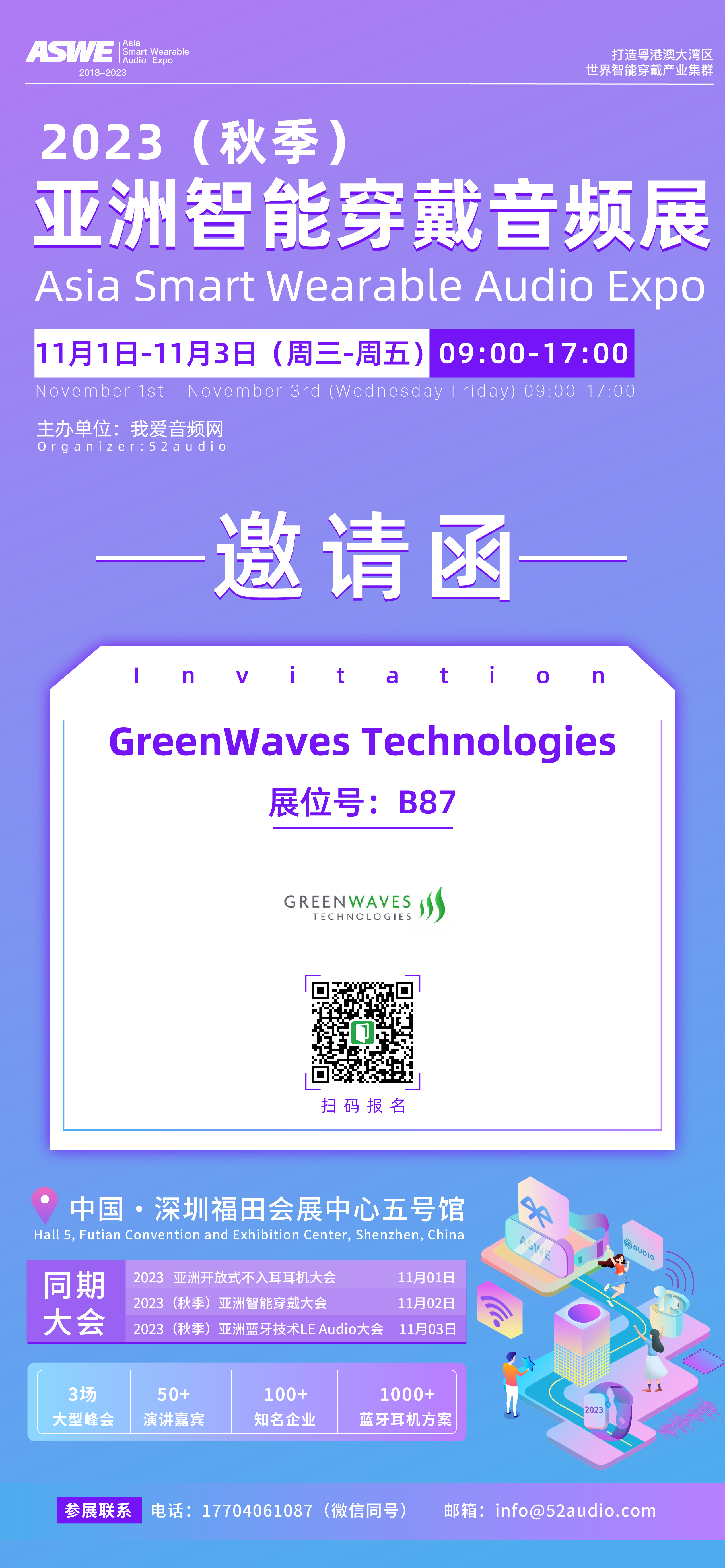 GreenWaves Technologies参加2023（秋季）亚洲智能穿戴音频展，展位号B87-我爱音频网
